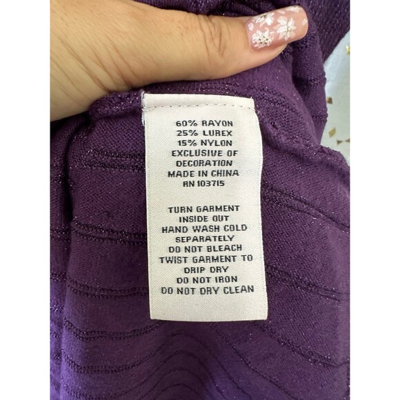 Nanette Lepore Gabriella High Neck Ruffle Trim Metallic Tipped Sweater Dress XS - Picture 5 of 5